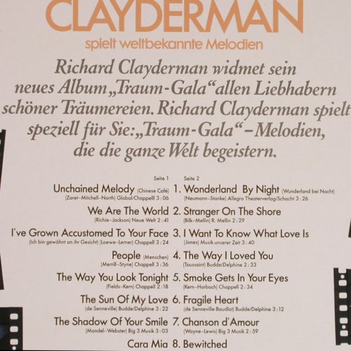 Clayderman,Richard: Traum-Gala, Teldec (6.26386 BU), D, 1986 Typ: LP Best.-Nr.: Y3220 Preis: 5,00 Euro