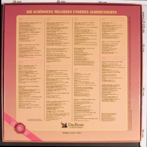 V.A.Die schönsten Melodien unseres: Jahrhunderts,1900-1989,Box, Das Beste, D,Booklet, 1989 Typ: 8LP Best.-Nr.: Y3400 Preis: 12,50 Euro