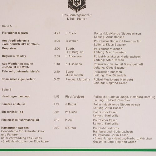 V.A.Polizei singt und spielt: Mit dem ZDF, Das Sonntagskonzert, Sängerb. und d. Polizei (0629 977), D, m-/vg+, 1971 Typ: 2LP Best.-Nr.: Y3525 Preis: 9,00 Euro