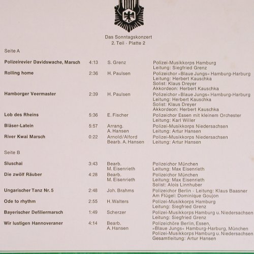 V.A.Polizei singt und spielt: Mit dem ZDF, Das Sonntagskonzert, Sängerb. und d. Polizei (0629 977), D, m-/vg+, 1971 Typ: 2LP Best.-Nr.: Y3525 Preis: 9,00 Euro