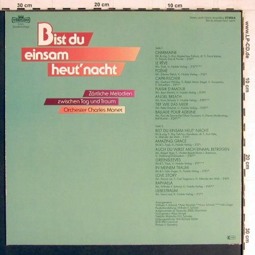 Monet Orchester,Charles: Bist du einsam heut' Nacht, Intercord ,Club-Ed.(27 959-6), D, 1982 - LP - Y3605 - 6,00 Euro