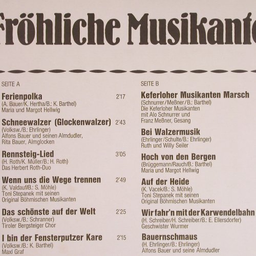 V.A.Fröhliche Musikanten: M.u.M. Hellwig... Alfons Bauer, Isar Ton (C 048-42 062), D, 1972 Typ: LP Best.-Nr.: Y3690 Preis: 7,50 Euro