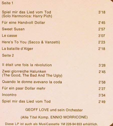 Geoff Love & Orchestra: Die Filmhits von Ennio Morricone, MFP (M 048-94 653), D, 1973 Typ: LP Best.-Nr.: Y3745 Preis: 6,00 Euro