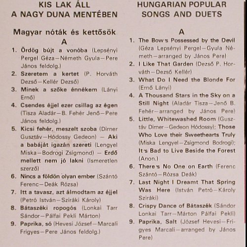 Gyulai,Erzsi / Janos Pere: Hungarian Songs and Duets, Qualiton (SLPM 10204), H, 1985 Typ: LP Best.-Nr.: Y3764 Preis: 7,50 Euro