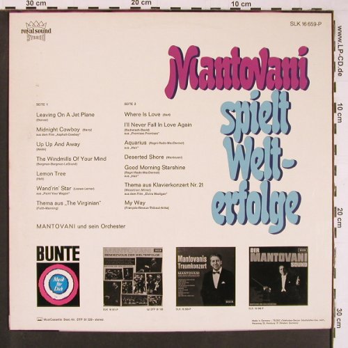 Mantovani: Spielt Welterfolge, PromoStol, Decca ,BUNTE Ed.(SLK 16 659-P), D,  - LP - Y4124 - 6,00 Euro