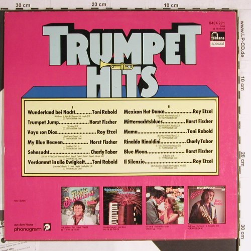 V.A.Trumpet-Hits: Toni Rabold, H.Fischer...Roy Etzel, Fontana, Musterplatte (6434 271), D, 12Tr. Typ: LP Best.-Nr.: Y4170 Preis: 6,00 Euro