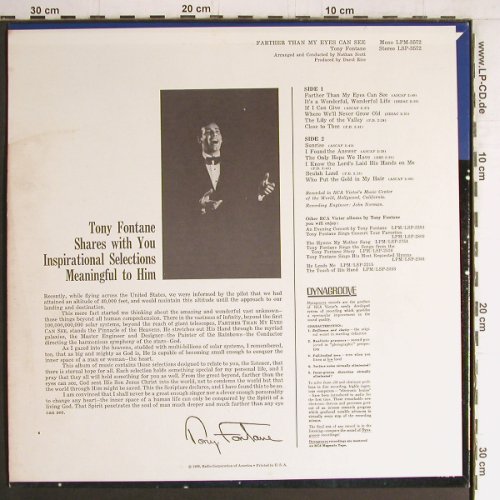 Fontane,Tony: Farther Than My Eyes Can See, RCA (LSP-3572), US, 1966 Typ: LP Best.-Nr.: Y4182 Preis: 7,50 Euro