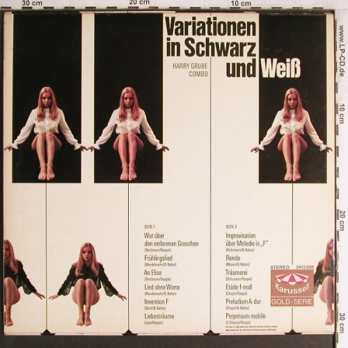 Grube Combo,Harry: Variationen In Schwarz und Weiss, Karussell (2415 038), D, 1972 Typ: LP Best.-Nr.: Y4193 Preis: 6,00 Euro