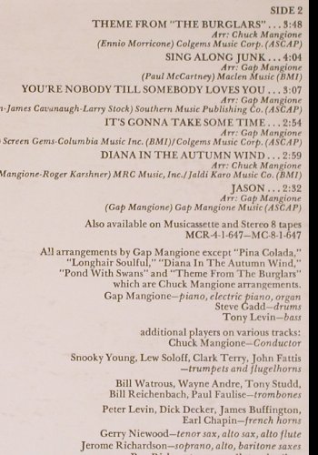 Mangione,Gap: sing Along Junk, m-/vg - (instrum.), Mercury(SRM 1-647), US, co, 1972 - LP - Y4300 - 5,00 Euro