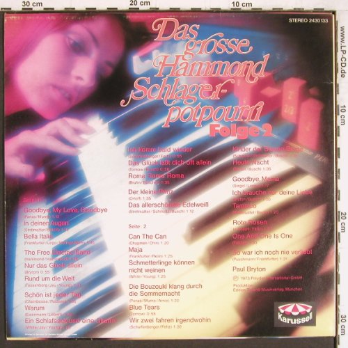 Bryton,Paul: Das Große Hammond SchlagerPotpourri, Karussell (2430 133), D,Folge 2, 1973 Typ: LP Best.-Nr.: Y4305 Preis: 7,50 Euro