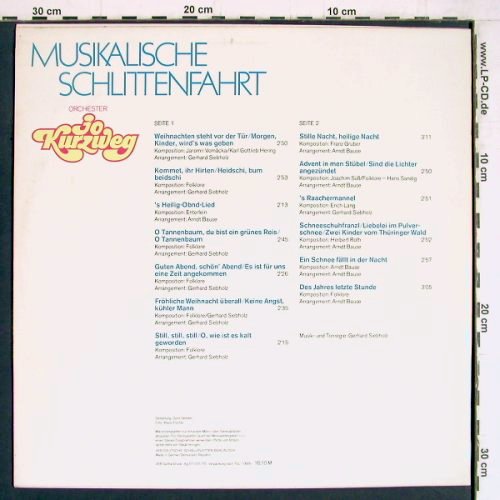 Kurzweg,Jo & Orchester: Musikalische Schlittenfahrt, Amiga (8 55 438), DDR, 1975 Typ: LP Best.-Nr.: Y4344 Preis: 7,50 Euro