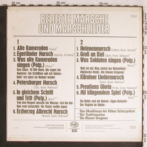 Kölner Schutzpolizei-BlauenDragoner: Beliebte Märsche u.Marschlieder, MFP (MFP 5145), D Typ: LP Best.-Nr.: Y4506 Preis: 5,00 Euro