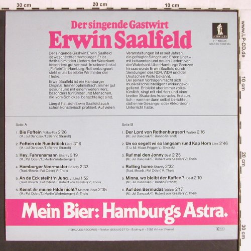 Saalfeld,Erwin: Der Singende Gastwirt, Herkules (H-10004), D Typ: LP Best.-Nr.: Y4542 Preis: 7,50 Euro