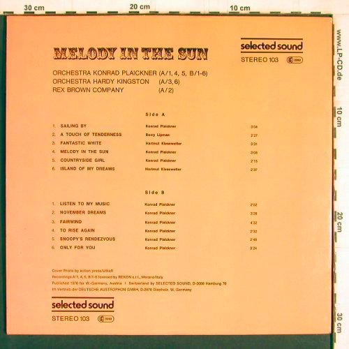 V.A.Melodie in the Sun: Orchestra Konrad Plaickner, SelectedS. (103), D, 1976 Typ: LP Best.-Nr.: Y4903 Preis: 6,00 Euro
