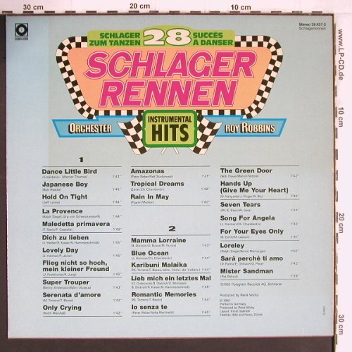 Robbins Orchester,Roy: Schlager Rennen, instrumental Hits, Sonocord (28 437-2), D, 1982 Typ: LP Best.-Nr.: Y5022 Preis: 6,00 Euro