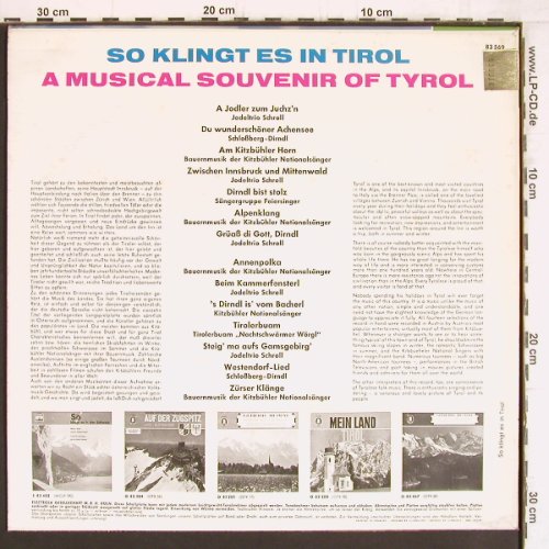 V.A.So klingt es in Tirol: A Musical Souvernier of Tyrol, Mono, Electrola (83 569), D Typ: LP Best.-Nr.: Y5031 Preis: 9,00 Euro
