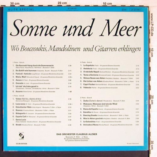 Alzner Orchester, Claudius: Sonne und Meer,Wo Bouzoukis..., Foc, Elite Special (LP 32 706 4), CH, 1981 Typ: 2LP Best.-Nr.: Y5193 Preis: 7,50 Euro