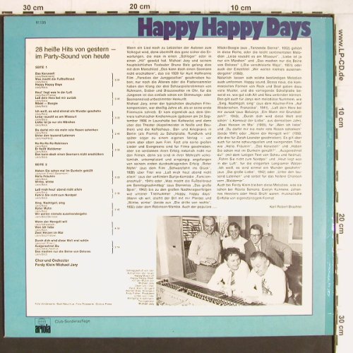 Klein,Ferdy/Jary,Michael  Chor&Orch: Happy Happy Days, 28 heiße Hits, Ariola, Club Sonderaufl. (61 135), D Typ: LP Best.-Nr.: Y5197 Preis: 5,00 Euro