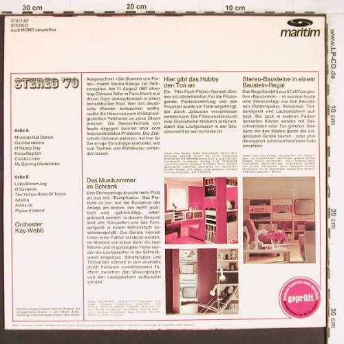 Webb Orchester,Kai: Stereo'70, m-/vg+, Maritim (47 011 NT), D Typ: LP Best.-Nr.: Y5198 Preis: 5,00 Euro