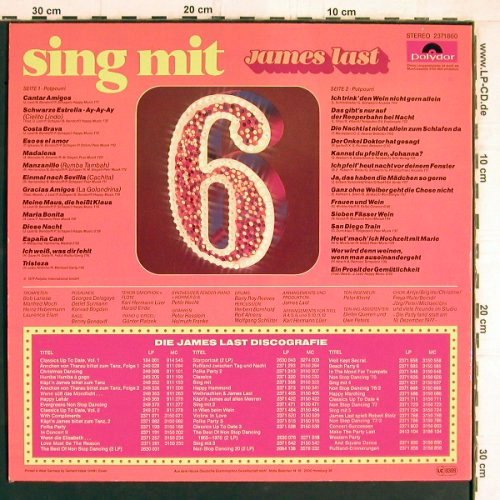 Last,James: Sing Mit 6...von Hamburg bis Mexico, Polydor(2371 860), D, 1977 - LP - Y5259 - 6,00 Euro