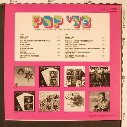 Holiday,Sunny Orch.: Pop '73 - die Hits des Jahres, Telefunken, Promo stol (NT 824), D, 1973 Typ: LP Best.-Nr.: Y525 Preis: 6,00 Euro