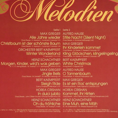 V.A.Weihnachts Melodien: Max Greger...Heinz Schachtner, Polydor (815 216-1), D Typ: LP Best.-Nr.: Y5261 Preis: 7,50 Euro