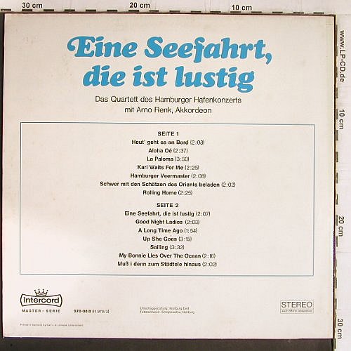 Quartett d. Hamburger Hafenkonzerts: Eine Seefahrt die ist lustig, Intercord (28 976-9), D,instrum. Typ: LP Best.-Nr.: Y5352 Preis: 6,00 Euro