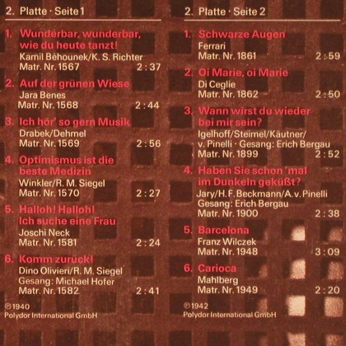 Widmann,Kurt: Die grossen Tanz-Orchester, Foc, Polydor, vg+/m- (2664 212), D,1930-50 Typ: 2LP Best.-Nr.: Y5453 Preis: 7,50 Euro