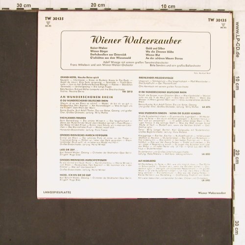 V.A.Wiener Walzerzauber: Adolf Wreege,Mihalovic,BelaSanders, Telefunken (TW 30135), D Typ: 10" Best.-Nr.: Y5470 Preis: 5,00 Euro