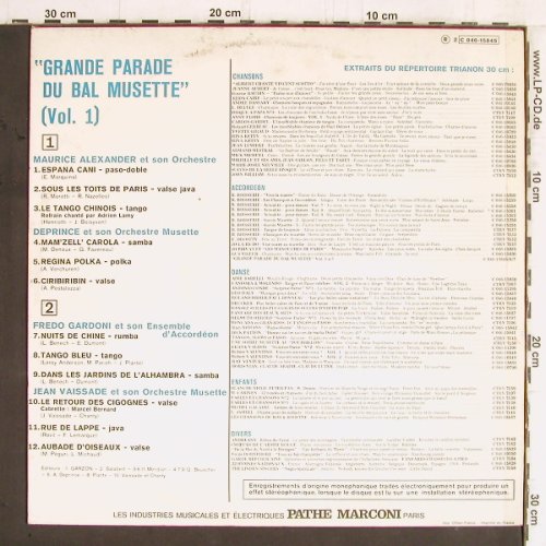 V.A.Grande Parade du Bal Musette: Vol.1-M.Alexander,Deprince,Gardoni, Trianon (C 046-15845), F Typ: LP Best.-Nr.: Y5598 Preis: 7,50 Euro