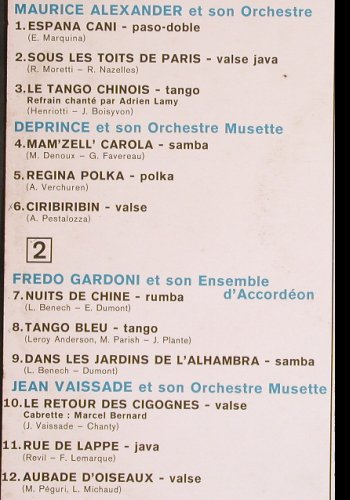 V.A.Grande Parade du Bal Musette: Vol.1-M.Alexander,Deprince,Gardoni, Trianon (C 046-15845), F Typ: LP Best.-Nr.: Y5598 Preis: 7,50 Euro