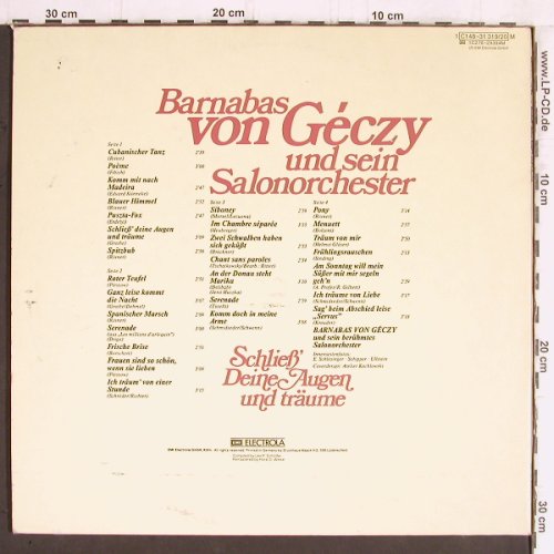 von Geczy,Barnabas u.s.Salonorch.: Schließ deine Augen und Träume, Foc, EMI (C 148-31 319/20), D, m-/vg+ Typ: 2LP Best.-Nr.: Y5609 Preis: 9,00 Euro