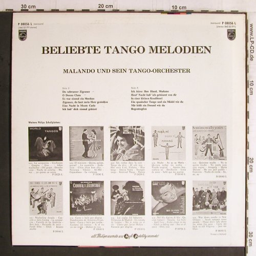 Malando und sein Tango Orchester: Beliebte Tango Melodien, Mono, Philips(P 08056 L), D,  - LP - Y5614 - 6,00 Euro