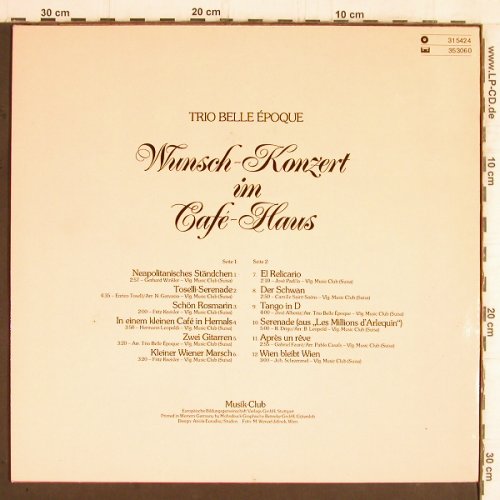 Trio Belle Epoque: Wunsch Konzert im Cafe-Haus, Gold Record(31 5424), D,m--/vg+, 1980 - LP - Y5616 - 5,00 Euro