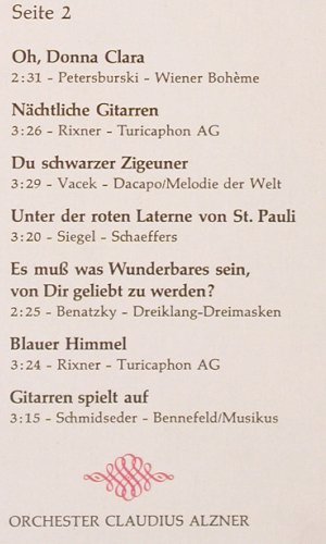 Alzner,Claudius - Orchester: Die schönsten Deutschen Tangos, SR (65 890 6), D, 1977 Typ: LP Best.-Nr.: Y5619 Preis: 6,00 Euro