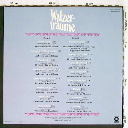 V.A.Walzer-Träume: Orch.Ralph Bexter...Orch.L.Ablazzo, Sonocord (27 118-9), D, 1979 Typ: LP Best.-Nr.: Y5661 Preis: 6,00 Euro