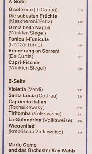 Como,Mario & das Orch.Kay Webb: Mandolinenträume in Gold, Maritim (47 027 FU), D Typ: LP Best.-Nr.: Y5665 Preis: 7,50 Euro
