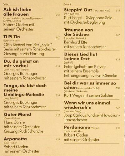 V.A.Cafehaus- und Salonorchester: der 30er & 40er Jahre, Foc, Odeon (134-46 446/47), D Typ: 2LP Best.-Nr.: Y5709 Preis: 9,00 Euro