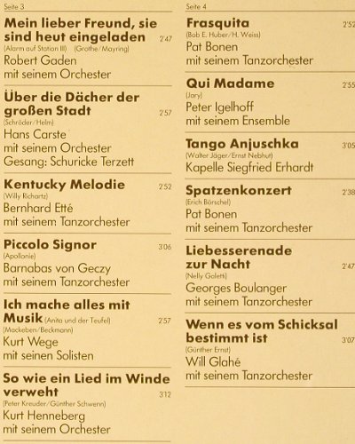 V.A.Cafehaus- und Salonorchester: der 30er & 40er Jahre, Foc, Odeon (134-46 446/47), D Typ: 2LP Best.-Nr.: Y5709 Preis: 9,00 Euro