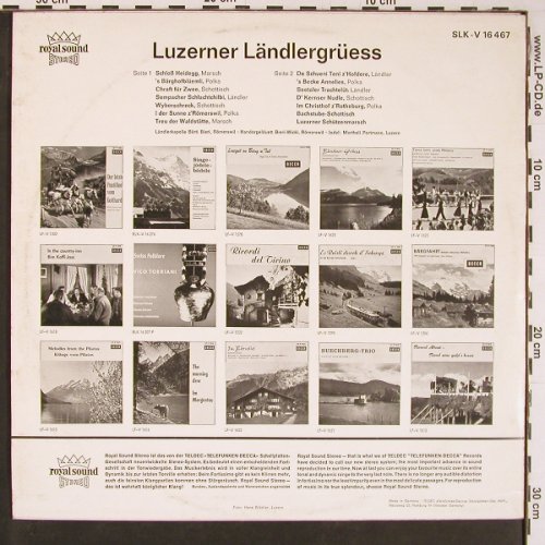 V.A.Luzerner Ländlergrüess: Bärti Bieri,Bieri-Wicki, M.Portmann, Decca, wh.Muster (SLK-V 16 467), D, 1967 Typ: LP Best.-Nr.: Y575 Preis: 9,00 Euro