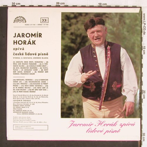 Horak,Jaromir: zpivá ceské lidové pisne, Supraphon (1 17 1168), CSSR, 1972 Typ: LP Best.-Nr.: Y5829 Preis: 7,50 Euro
