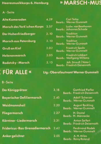 Heeresmusikkorps 6 Hamburg: Marschmusik für alle, Clearsound (DK 78), D Typ: LP Best.-Nr.: Y5842 Preis: 6,00 Euro