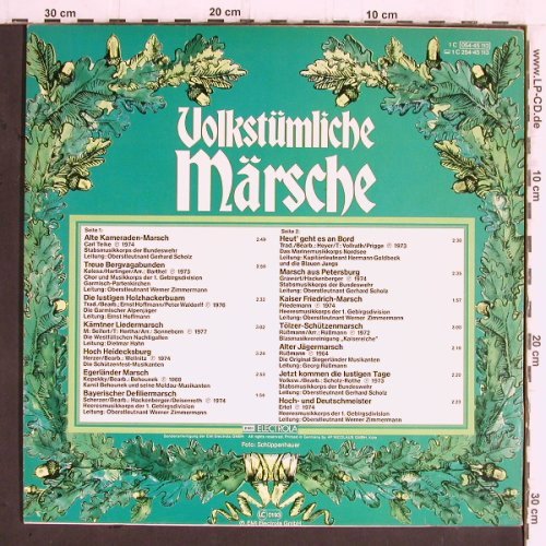 V.A.Volkstümliche Märsche: Stabsmusikkorps d.BW....u.a., HörZu (054-45 113), D Typ: LP Best.-Nr.: Y5846 Preis: 6,00 Euro