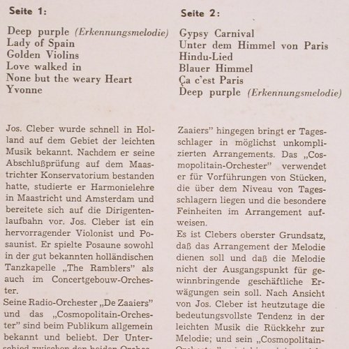 Cleber,Jos: pres. his Cosmopolitain Orchestra, Philips (P 10055 R), NL, vg+/m- Typ: 10" Best.-Nr.: Y5855 Preis: 7,50 Euro