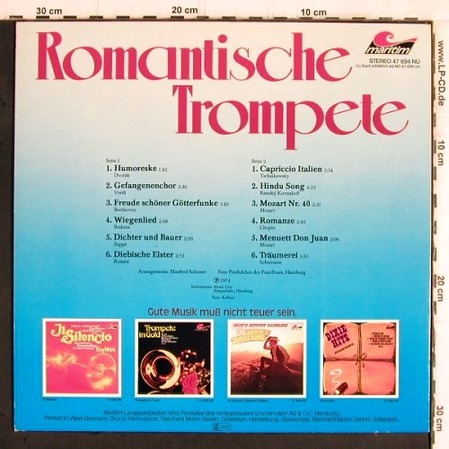 Listmann,Werner - Orchester: Romantische Trompete (1974), Maritim(47 694), D, 1980 - LP - Y5858 - 6,00 Euro