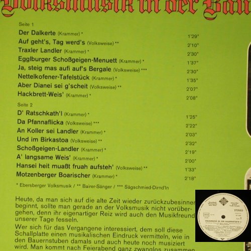 V.A.Volksmusik in der Bauernstub'n: 2-Ebersberger Volksmusik, Telefunken, Muster (NT 849), D, 1974 Typ: LP Best.-Nr.: Y588 Preis: 7,50 Euro
