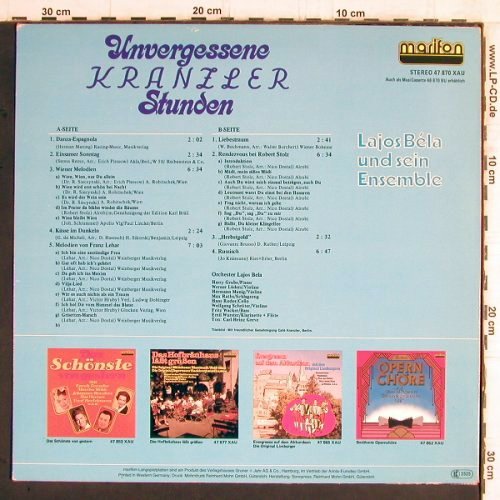 Bela,Dajos  und sein Tanzorchester: Unvergessene Kranzler Stunden, Marifon (47 870 XAU), D, 1978 Typ: LP Best.-Nr.: Y5968 Preis: 7,50 Euro