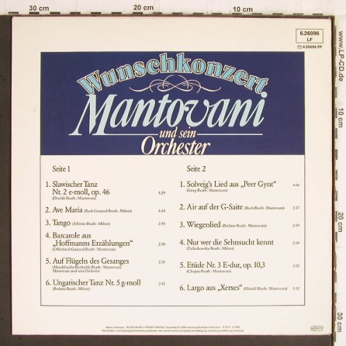 Mantovani & sein Orchester: Wunschkonzert, Decca(6.26096 LF), D, Ri, 1985 - LP - Y5969 - 6,00 Euro