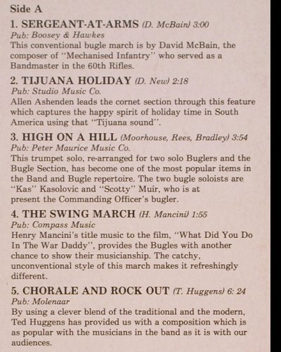 Royal Green Jackets - 2nd.Battalion: High on a Hill,Woi C.R.Donaldson, Music Masters (0531), UK Typ: LP Best.-Nr.: Y6003 Preis: 7,50 Euro