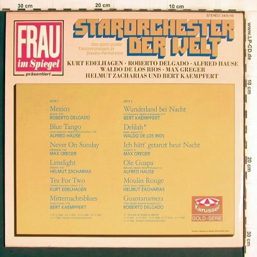 V.A.Starorchester der Welt: Edelhagen...Delgado-Frau im Spiegel, Karussell (2415 118), D, Ri Typ: LP Best.-Nr.: Y6022 Preis: 6,00 Euro